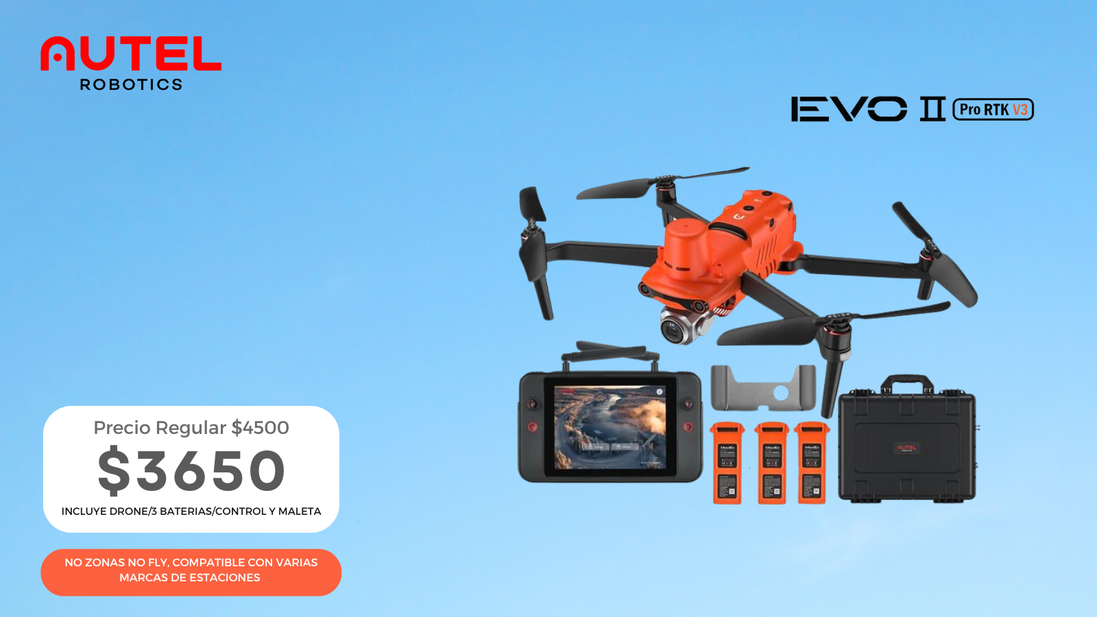 Drone Evo Autel II V3 RTK el drone perfecto para trabajos de Topografía